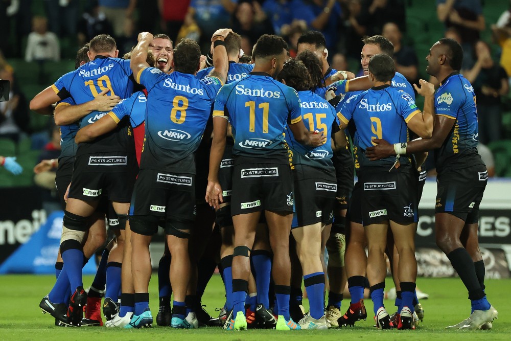 The Western Force celebrate victory over the NSW Waratahs. Photo: Getty Images