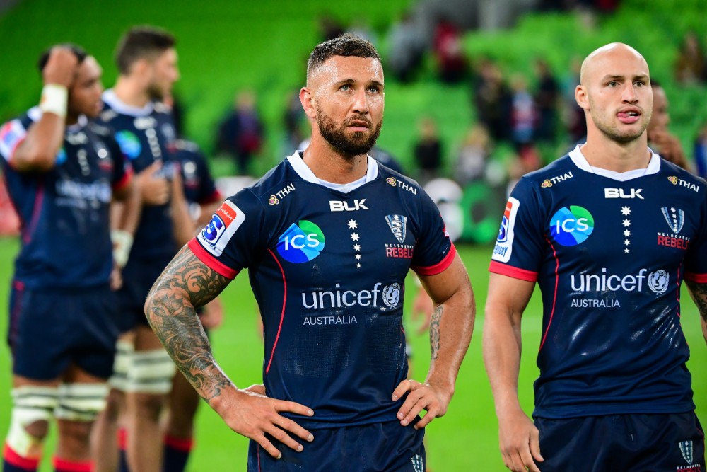 Qude Cooper (left) and Billy Meakes reflect after the loss to the Stormers. Photo: RUGBY.com.au/Stuart Walmsley