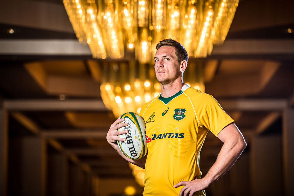 Dane Haylett-Petty poses at the Sofitel Brisbane Central ahead of his Test debut. Photo: ARU Media/Stu Walmsley