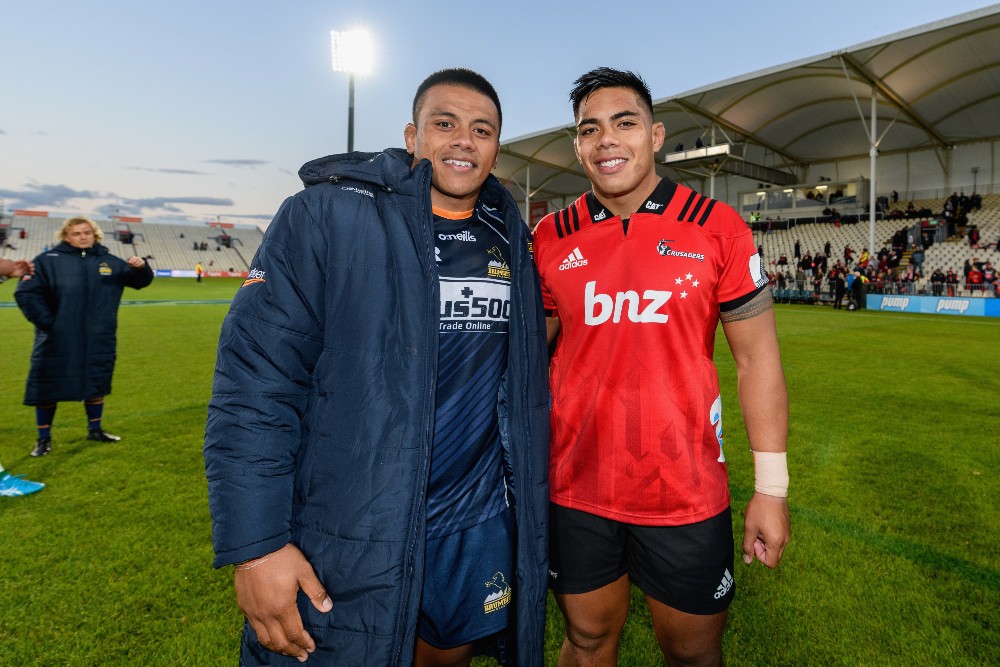 The battle between brother Allan and Michael Alaalatoa adds another layer to the Brumbies-Crusaders rivalry. Photo: Getty Images