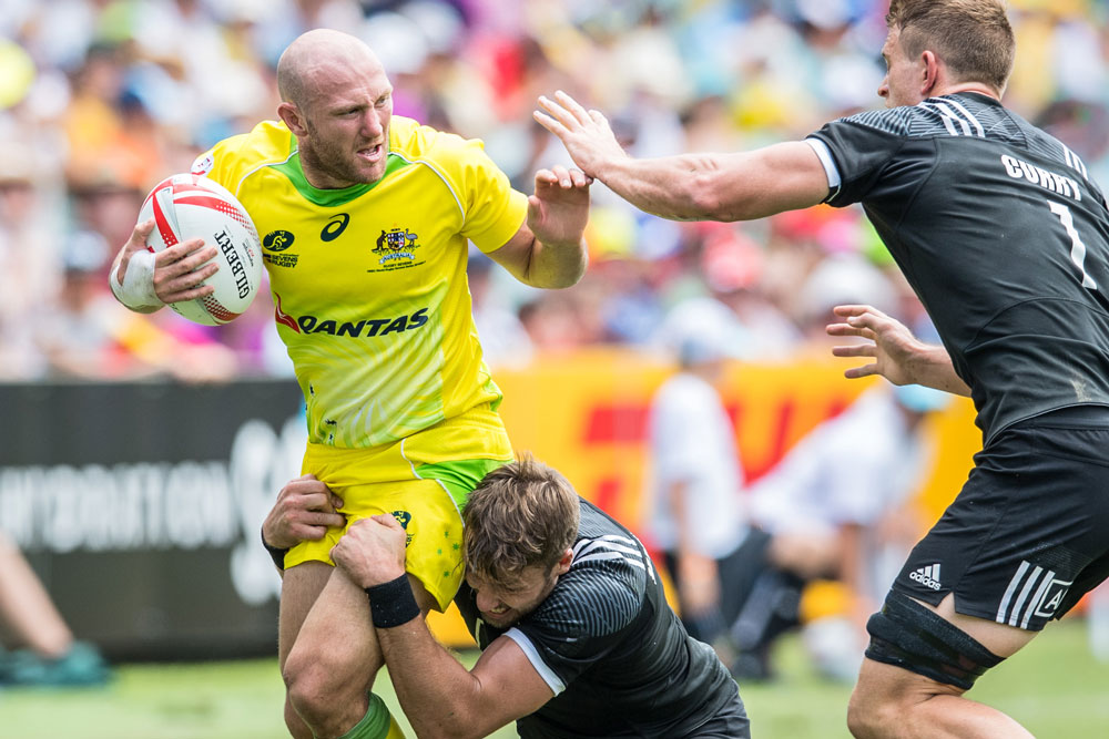 Mick Adams touches down for one of Australia's seven tries against Scotland. Photo: rugby.com.au/Stu Walmsley
