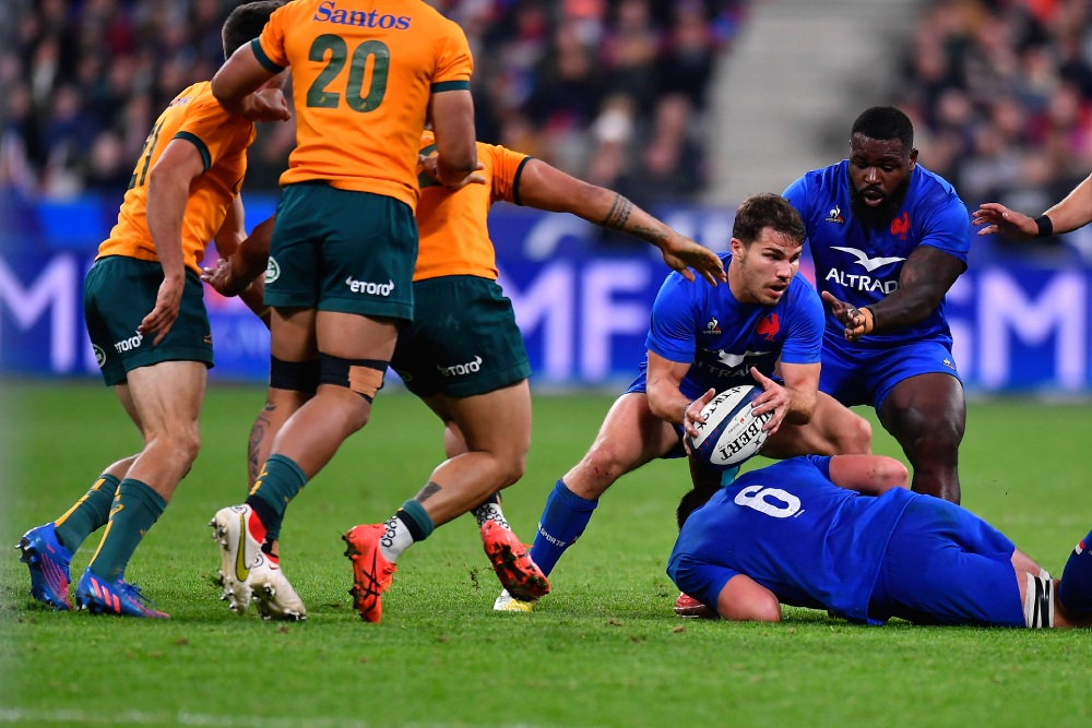 French captain Dupont taking part in rugby sevens Olympics training