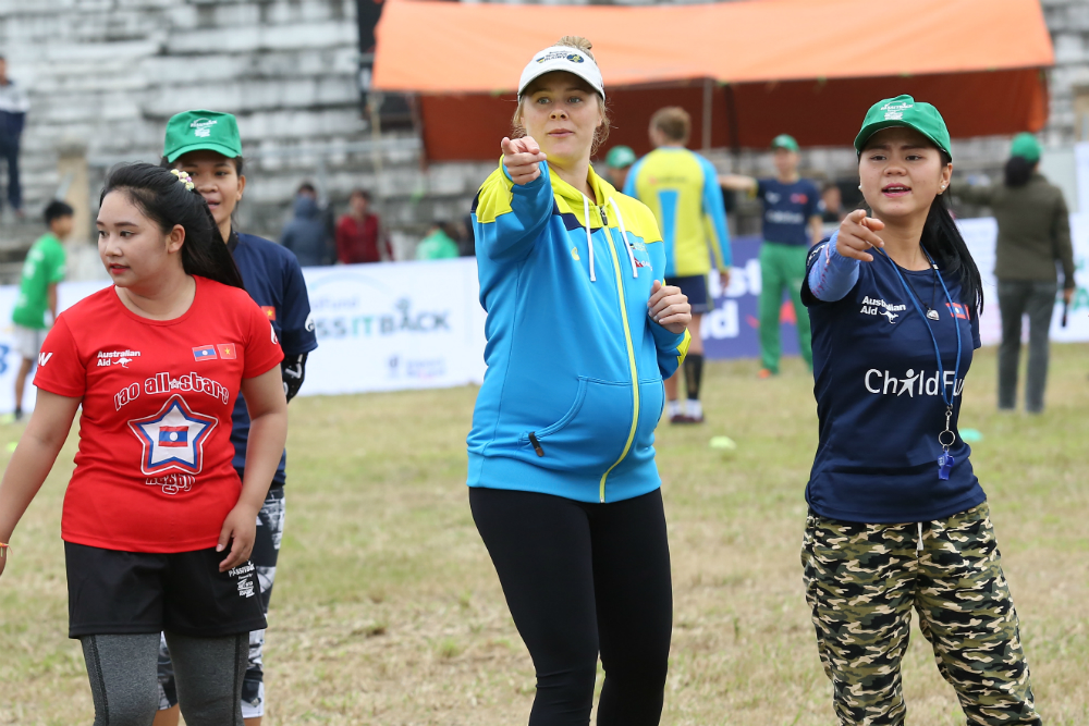 Nicole Beck is pioneering how to juggle having a family and be a professional athlete. Photo: Childfund Australia