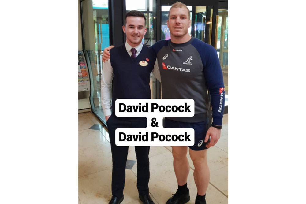 David Pocock met his name twin in Wales. Photo: Instagram/Davidpocock