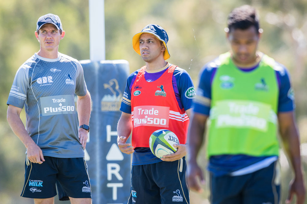 Stephen Larkham says Lealiifano is a source of motivation for the team, as the team is for the returned co-captain. Photo: RUGBY.com.au/Stuart Walmsley