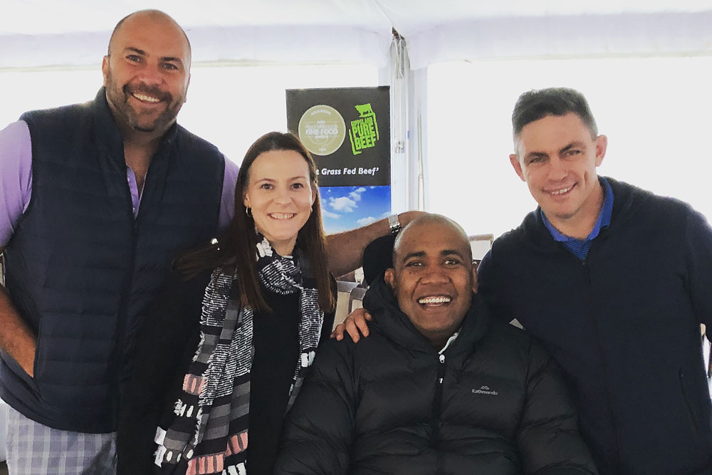 Sean Maloney and Rod Kafer with Kylie and Maciu Vosa at the annual #4Matty Golf Day earlier this month. Photo: Supplied