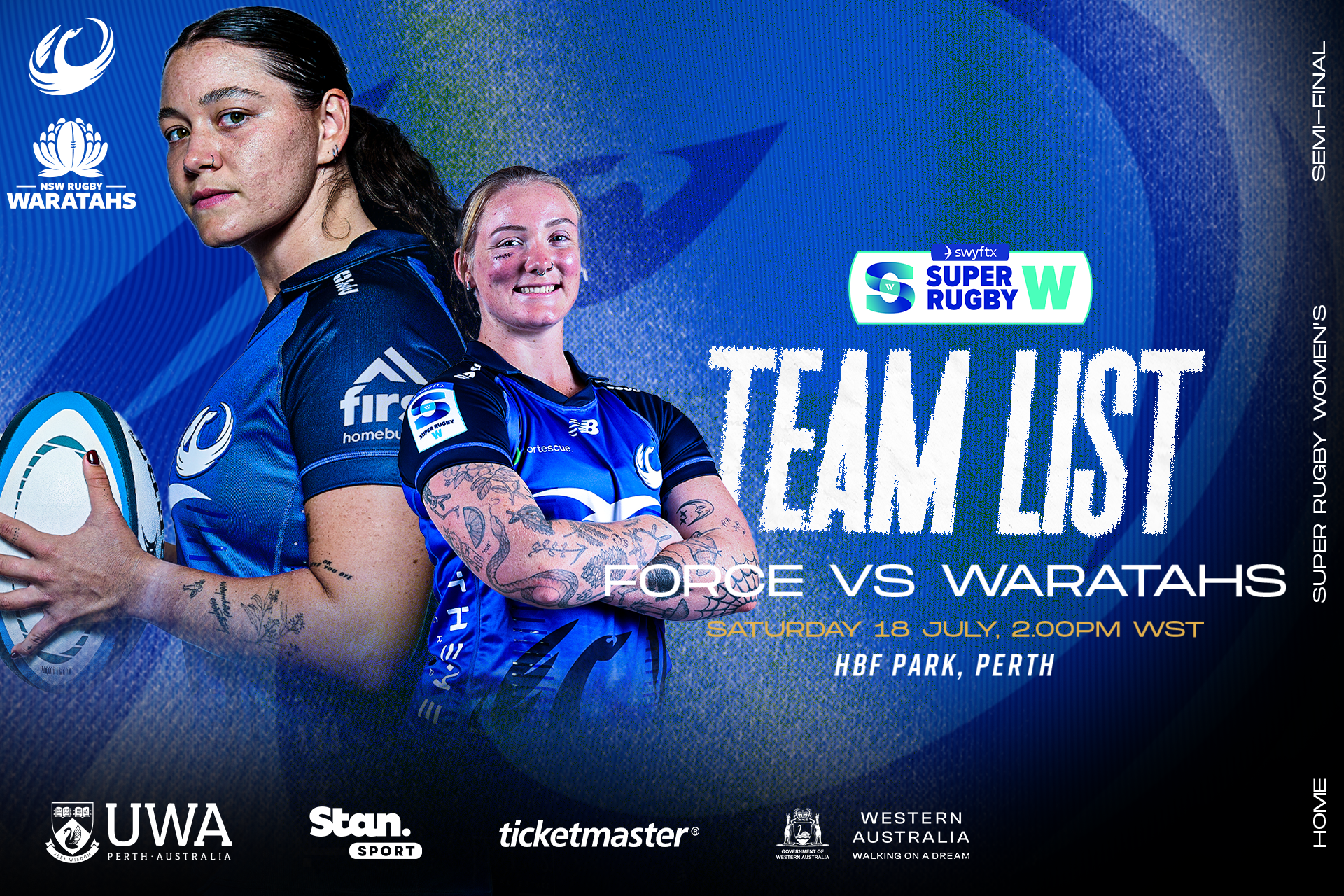 Force team named for historic Super W semi-final vs Waratahs