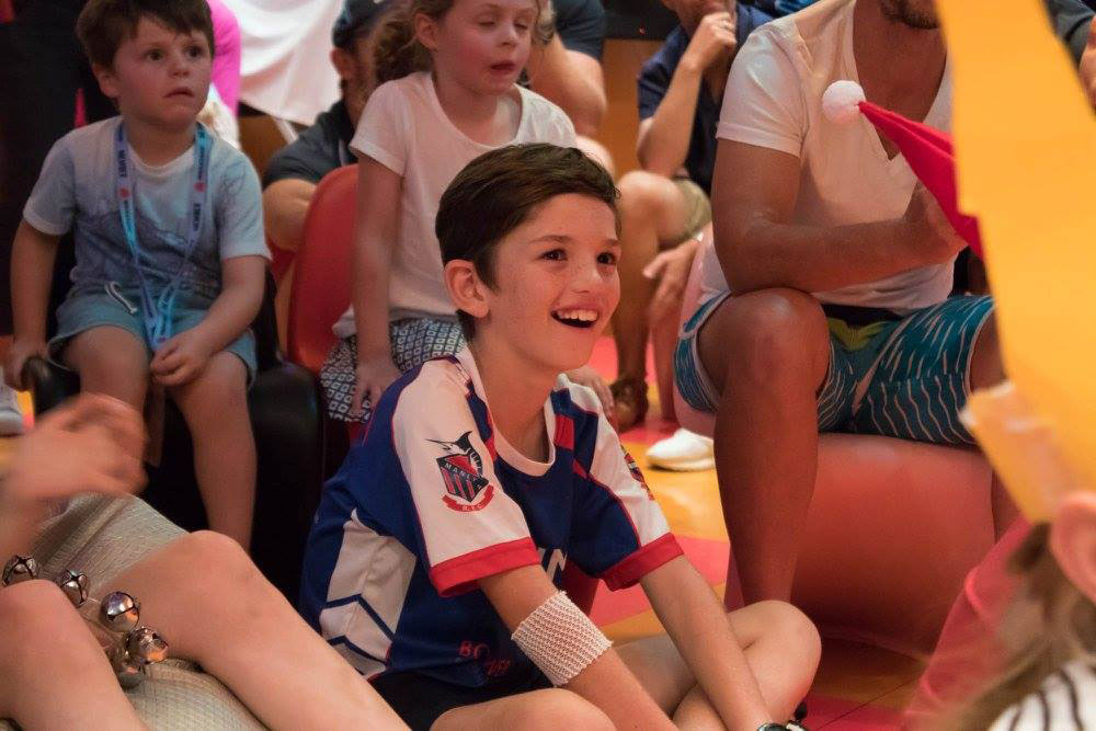 The kids were stoked with their Christmas visitors. Photo: Waratahs Media