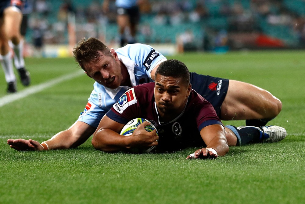 Chris Feauai-Sautia scores a try against the Waratahs, one of five for the season so far. Photo: Getty Images