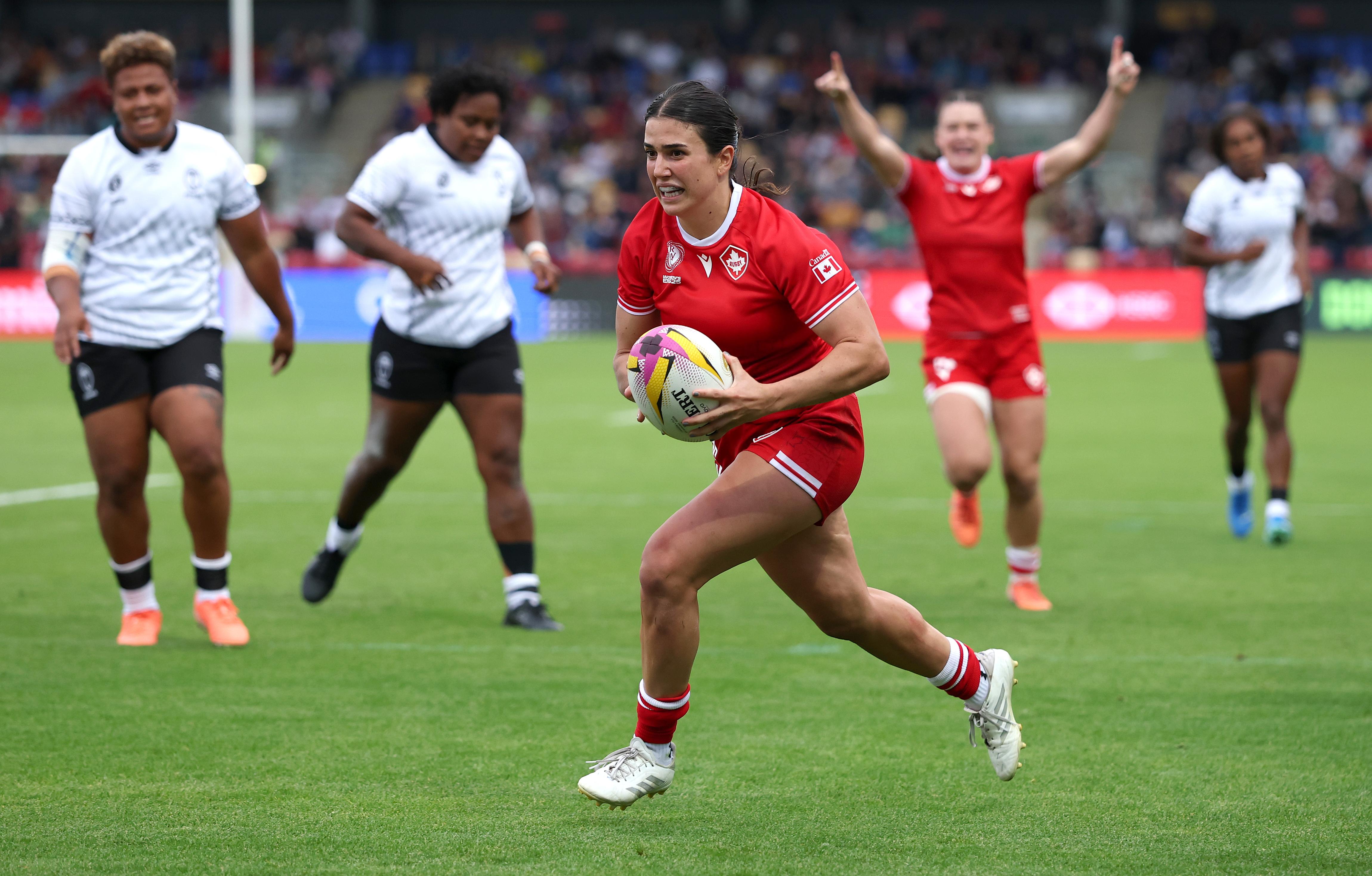 Fullback's six-try haul steers Canada past Fiji, Scotland roll Wales in Pool B