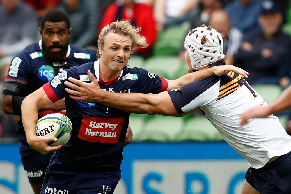 Joe Powell takes on the defence for the Melbourne Rebels. Photo: Getty Images