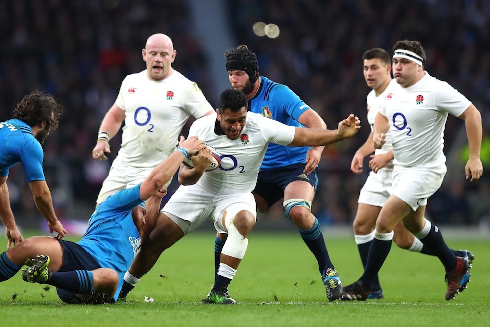 Mako Vunipola is tackled during England's Six Nations win over Italy. Photo: Getty Images.